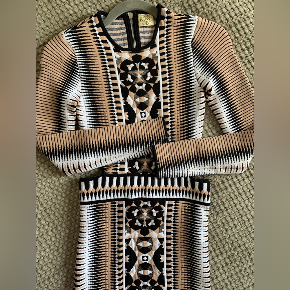 Torn By Ronny Kobo knit black, white, and nude dress - Picture 5 of 9